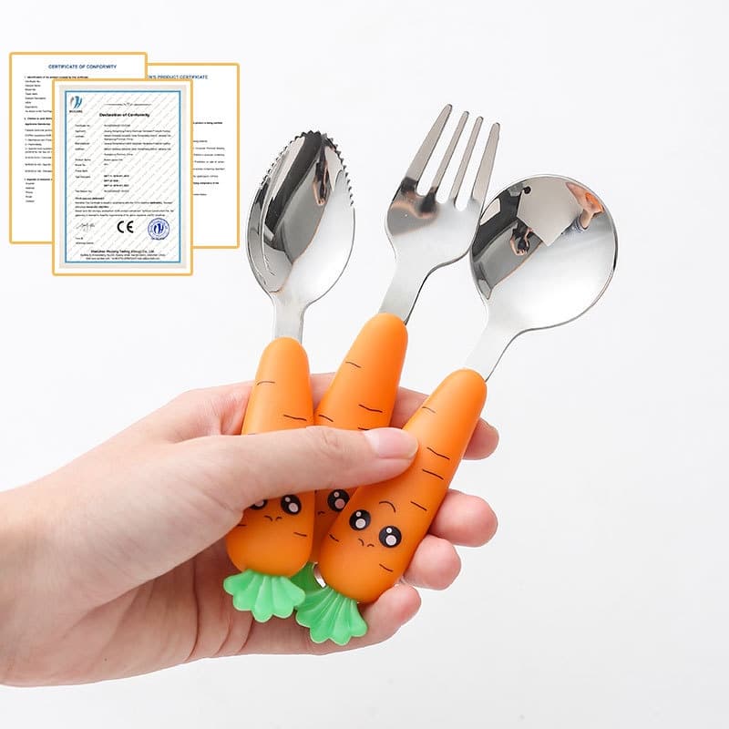 Colher De Purê De Frutas Para Alimentação De Cenoura , Utensílios De Mesa Crianças , Aço Inoxidável , Garfo , Suprimento