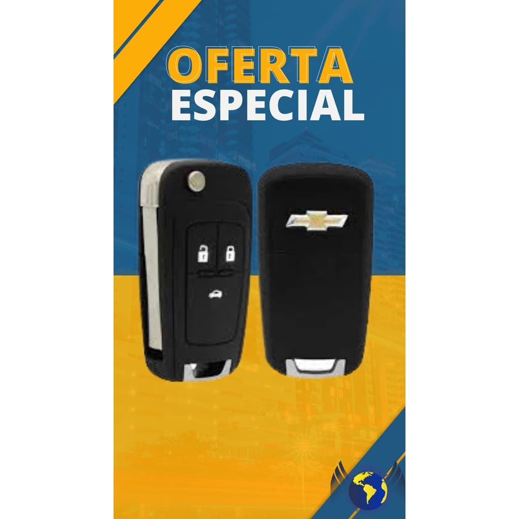 Chave Canivete Oco Chevrolet(2012 a 2018) 3 botões Onix Cruze Cobalt S10 Tracker Spin Prisma Modelo Original GM 3 Botões