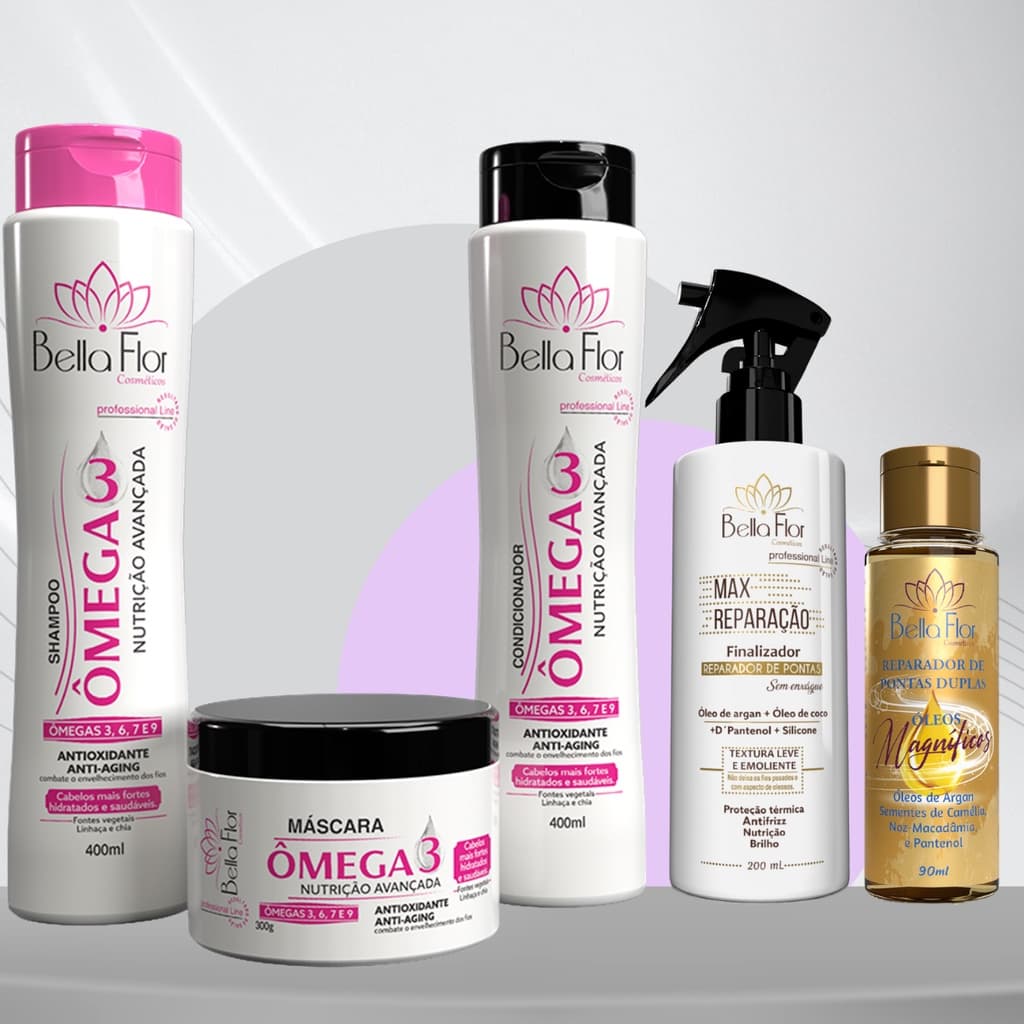 Kit Omega 3 + Max Reparacao + Reparador de Pontas Duplas