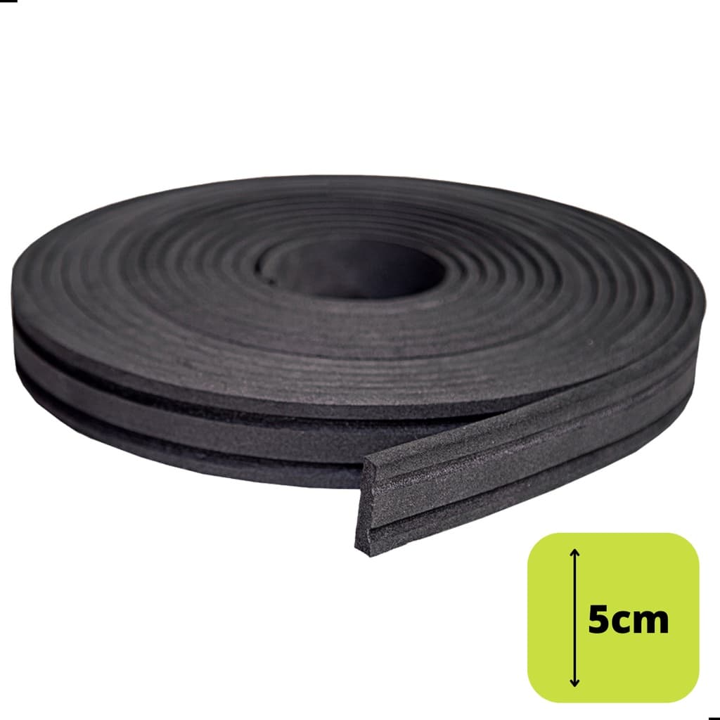Eva Flexível 5cm Preto 2,5 metros Rodapé  Moldura Autocolante Roda Meio