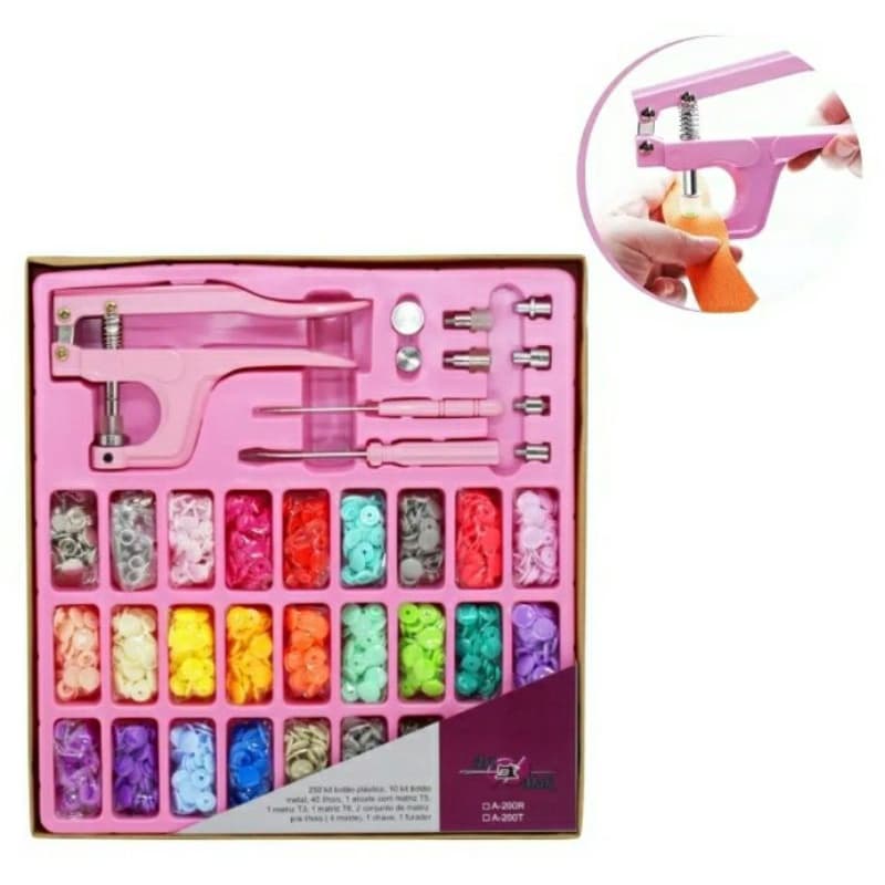 Kit Alicate de Pressão 3 em Aplicador de Botão colorido - Alicate + Botões Plástico e Metal + Ilhós
