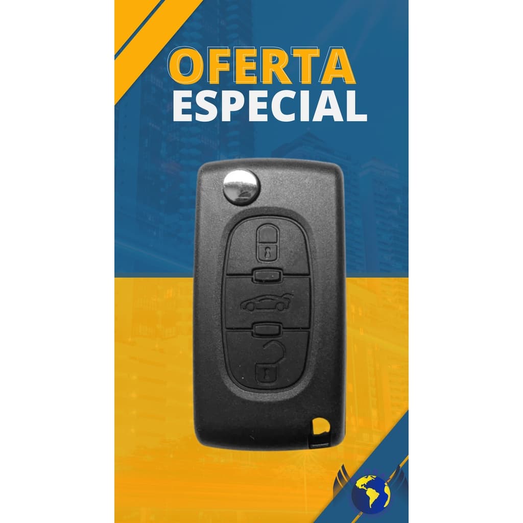 Chave Canivete Oco 3 Botões Peugeot 508