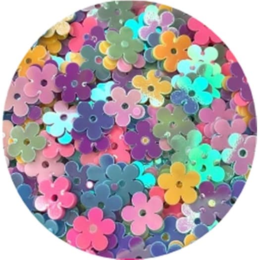 Aplique Paetê Confete Metalizado Flor p/ Laço e Pulseira Piscina c/ 50 gr