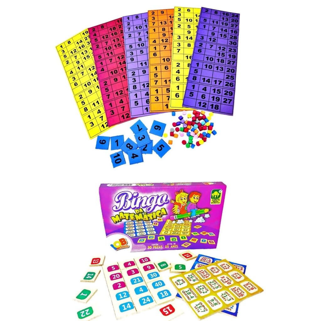 BINGO DE NÚMERO ATÉ 30 EM E.V.A + BINGO DA MATEMATICA EM MADEIRA
