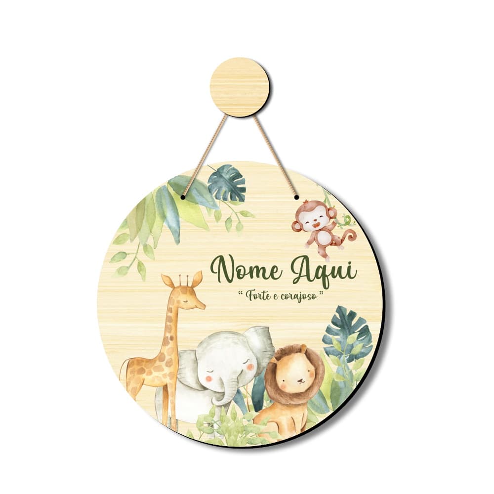 Placa Enfeite Porta Maternidade Safari Bichinhos Baby Decoração Quarto Bebê