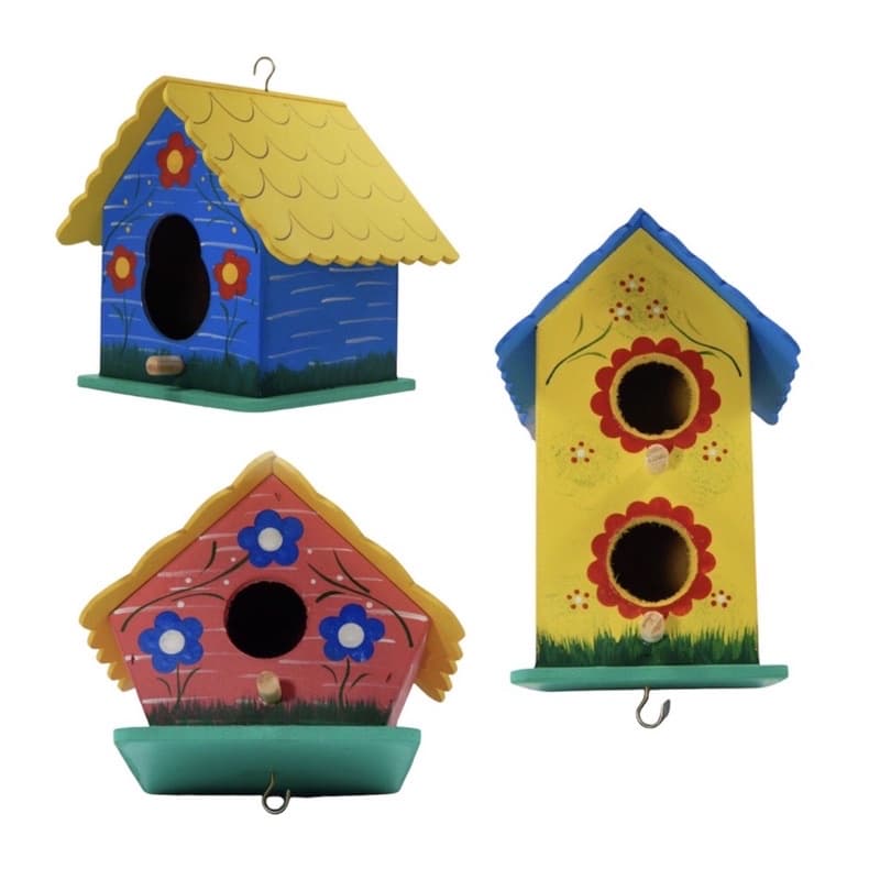 Casinha de Passarinho Kit De Ninhos Para Aves Comedouro