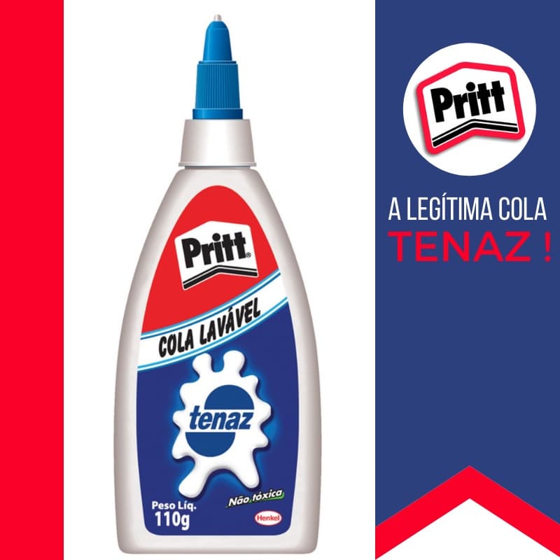 Cola Branca Tenaz Pritt Henkel kit c/ 03 unidades - Perfeita para Slime