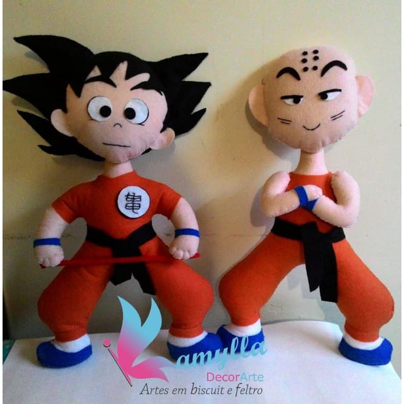 Goku ou Kuririn em feltro - Dragon Ball Z para decoração de festa/quarto infantil