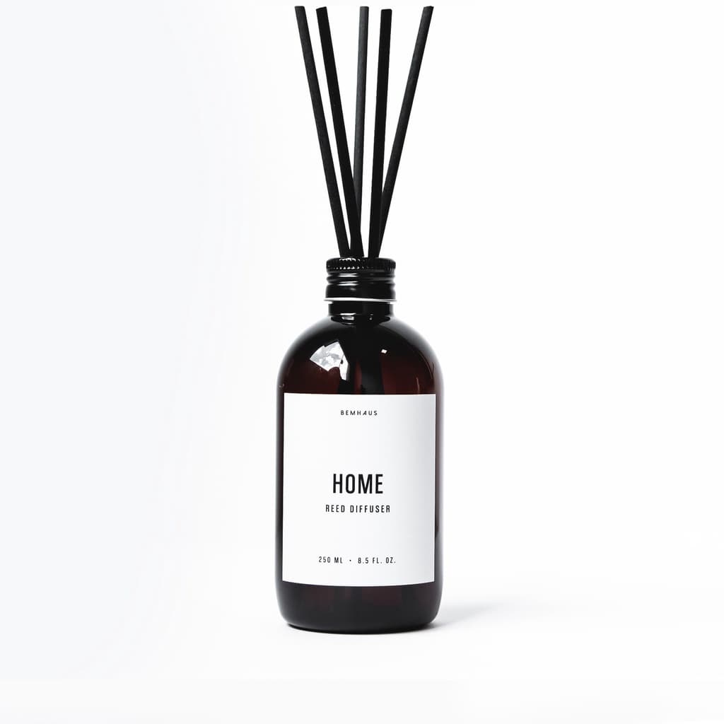 Frasco Ambar Difusor Aromatizador 250ml com varetas de fibra preta BEMHAUS