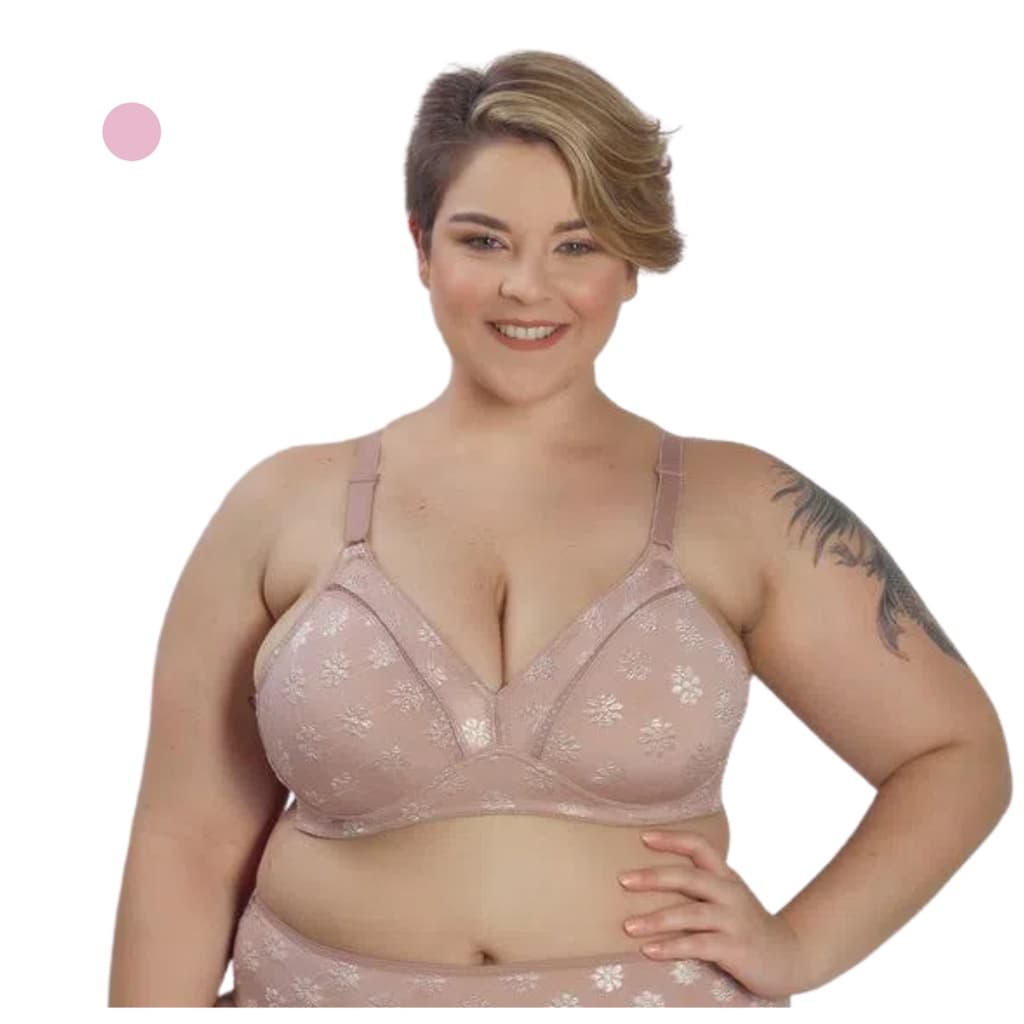 Sutia Duloren Reforçado Alças Largas Florido Sustentação em Lycra Sem Bojo Plus Size
