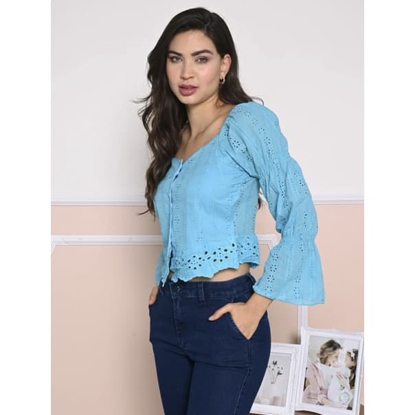 Blusinha/crooped feminina,camisa,babado,lese,manga longa princesa (AFS822/827)