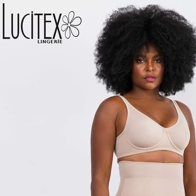 Sutiã Max Control Sustentação Lucitex Sutia sem Bojo Alta Compressão Pala Larga Plus Size