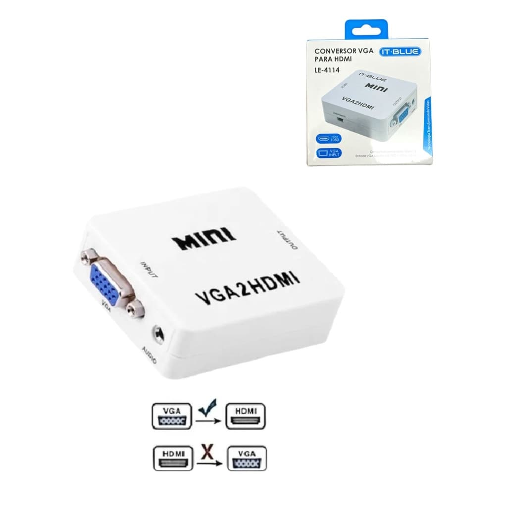 Mini Adaptador Conversor Vga- 2hdmi Entrada Vga E Saida Hdmi
