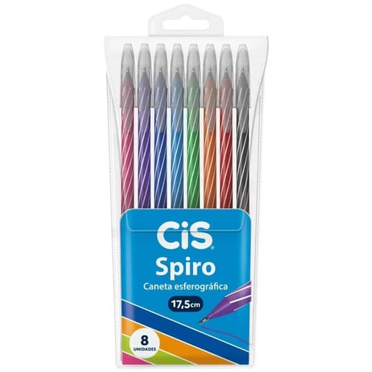 Caneta Cis Spiro Ponta Agulha Ultra Fina 0.7mm Corpo Longo - Tradicional Original Coloridas