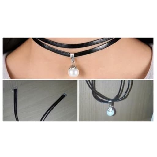 Colar Chocker Pérola Pedra