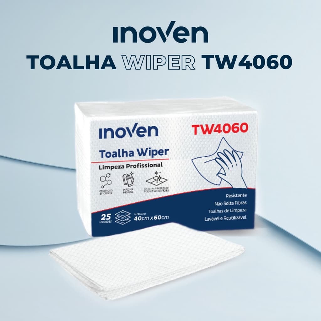 Papel Toalha Wiper Reforcado Lavavel Descartavel 25 UN Tw4060 Inoven