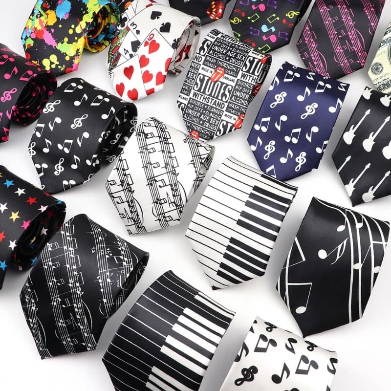 ZONFAZ Gravata Seda 8cm Masculina Skinny Piano Notas Musicais Engraçada Para Casamento Festa Casual Presente
