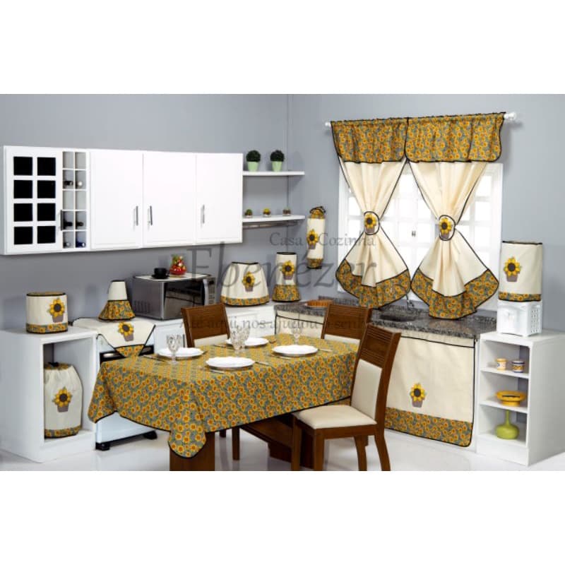 KIT DE COZINHA 12 PEÇAS BORDADO PATCHWORK 100% ALGODÃO TRICOLINE(envio aleatorio)