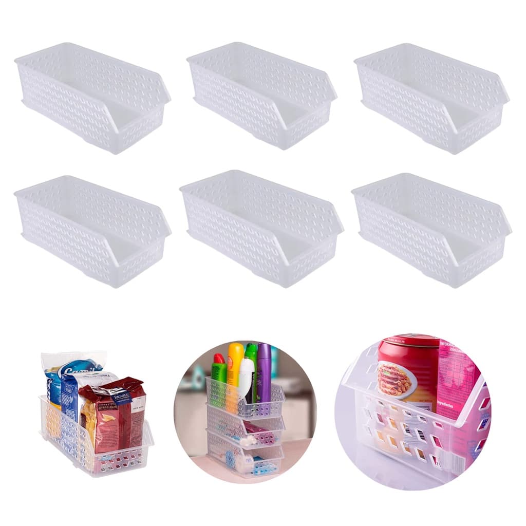 6 Cestos Empilháveis Organizadores Multiuso Decorativos Transparente