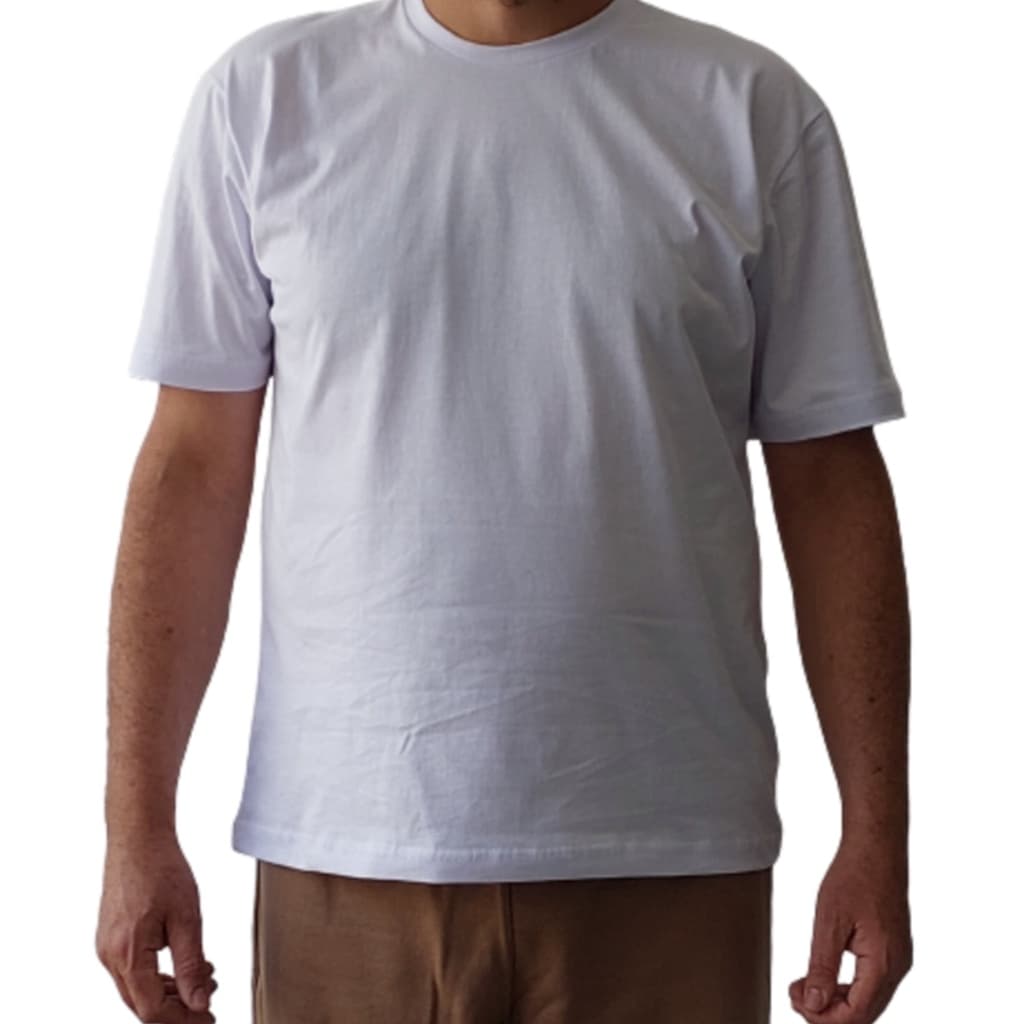 Camiseta Branca CDP 1/2 Malha 30.1 Penteada Padrão Preso Cadeia Presídio Roupa Para Preso Lisa Gola Careca