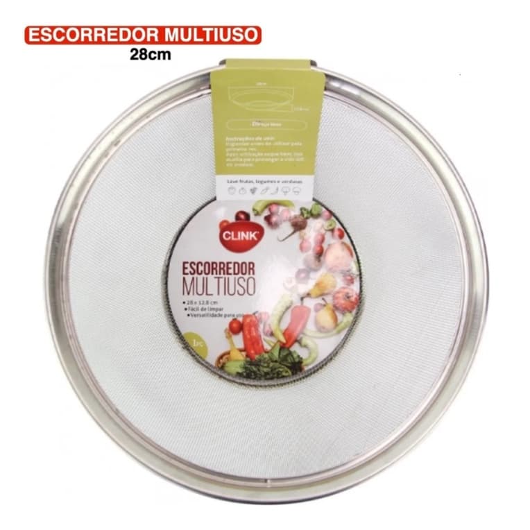 Escorredor De Arroz Inox Macarrão Peneira De Cozinha 25x12,5