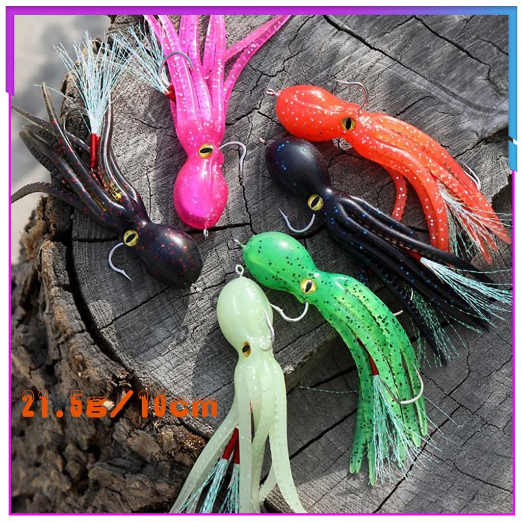 Isca De Lula Luminosa De 22g/10cm , Polvo Biônico Macia artificial Com Gancho Duplo Água Salgada jigging