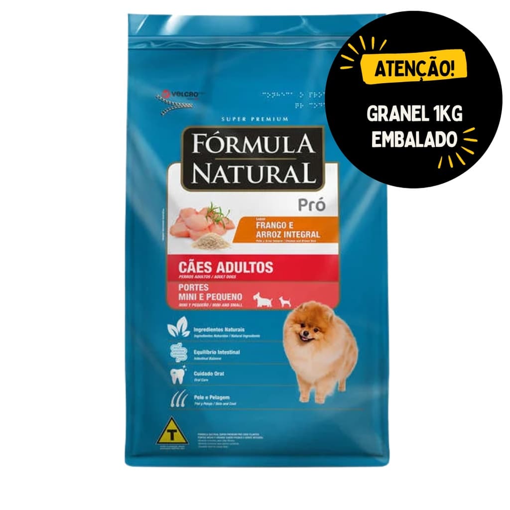 Ração Fórmula Natural Pró Super Premium Cães Adultos Raças Pequenas Frango e Arroz Integral 1kg- Embalado a Granel