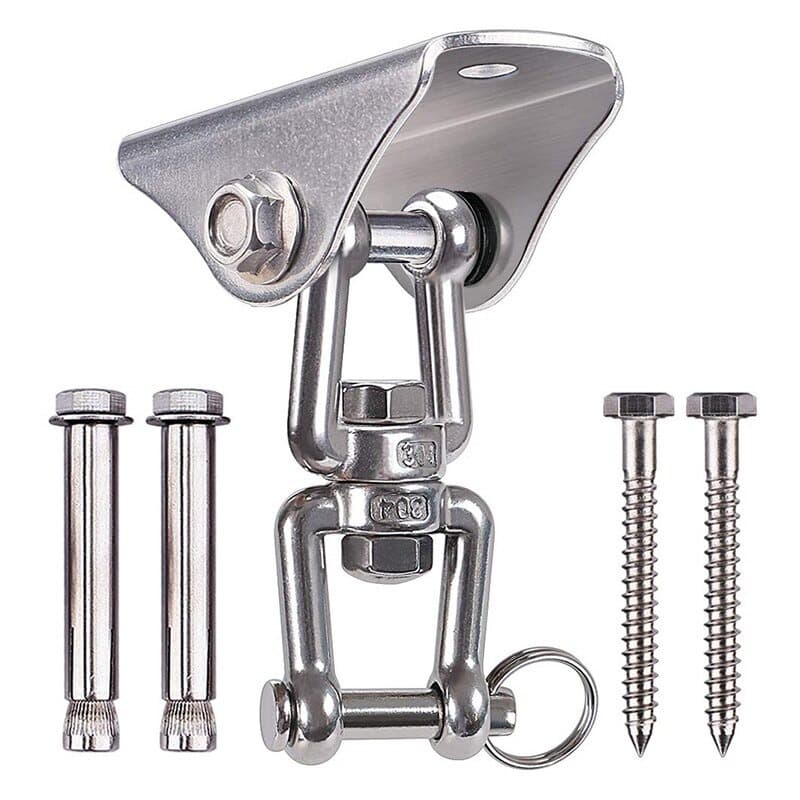 Suporte de Teto Gancho Para Rede e Cadeira Manilha Aço Inox Giratório Capacidade 250Kg Promo