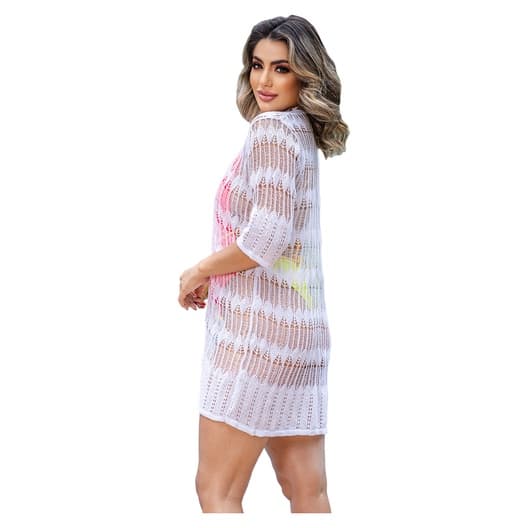 Saida Praia Aberta Tricot Feminina 7/8 Modelo Curto