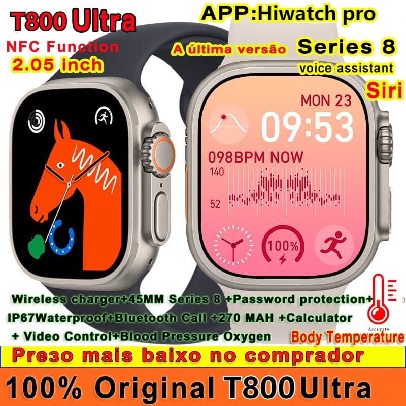 【Conjunto de relógios】2025 Original T800 Ultra-Smart Series 49MM 11 Assistente De Voz Bluetooth Siri Watch & Presentei12