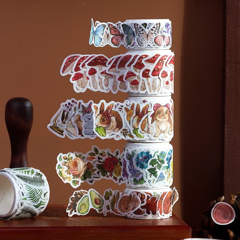 Journamm 100pcs/Rolo Adesivos Criativos Washi Flores Colagem Junk Diário DIY Scrapbooking Estética Decoração