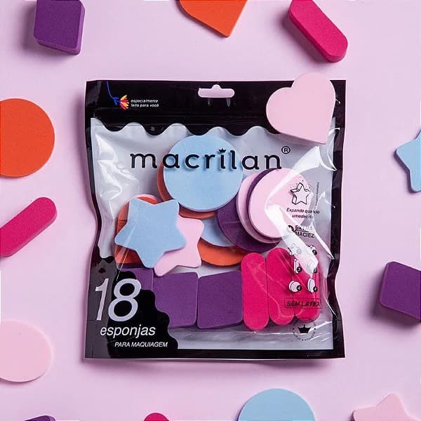 Kit 18 Esponjas de Maquiagem - Macrilan (EP14)