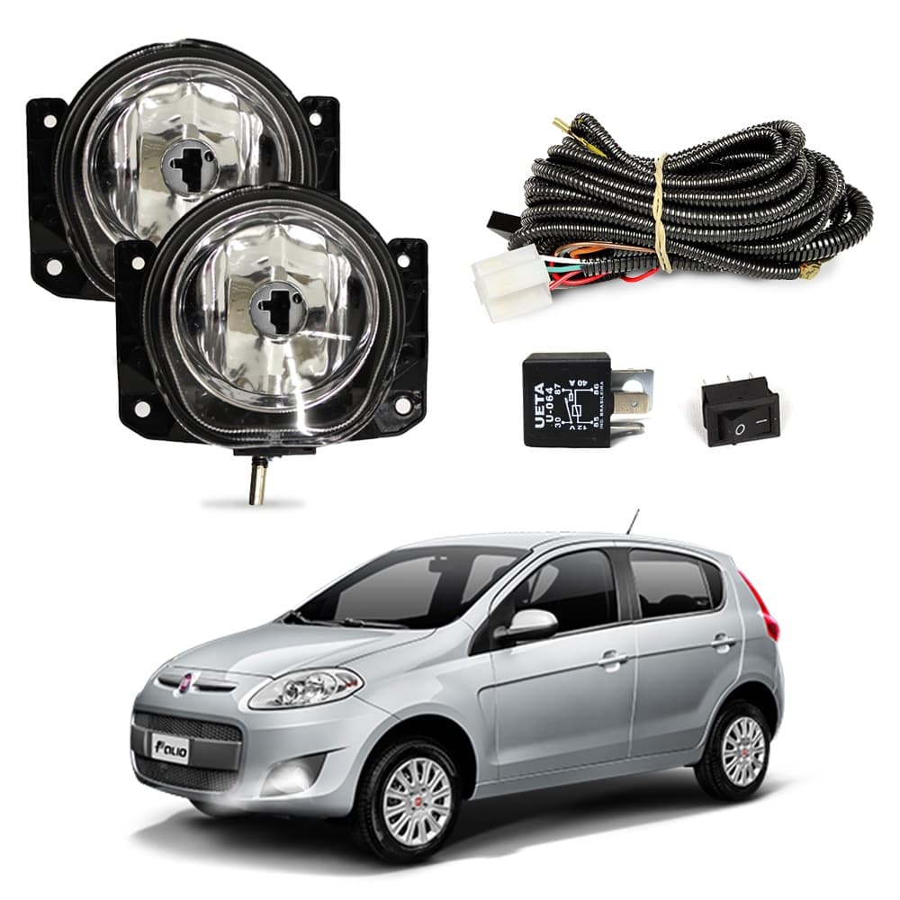 Kit Farol de Milha Palio G5 2012 a 2017 Farol Auxiliar de Carro Lente de Vidro Neblina Automotivo