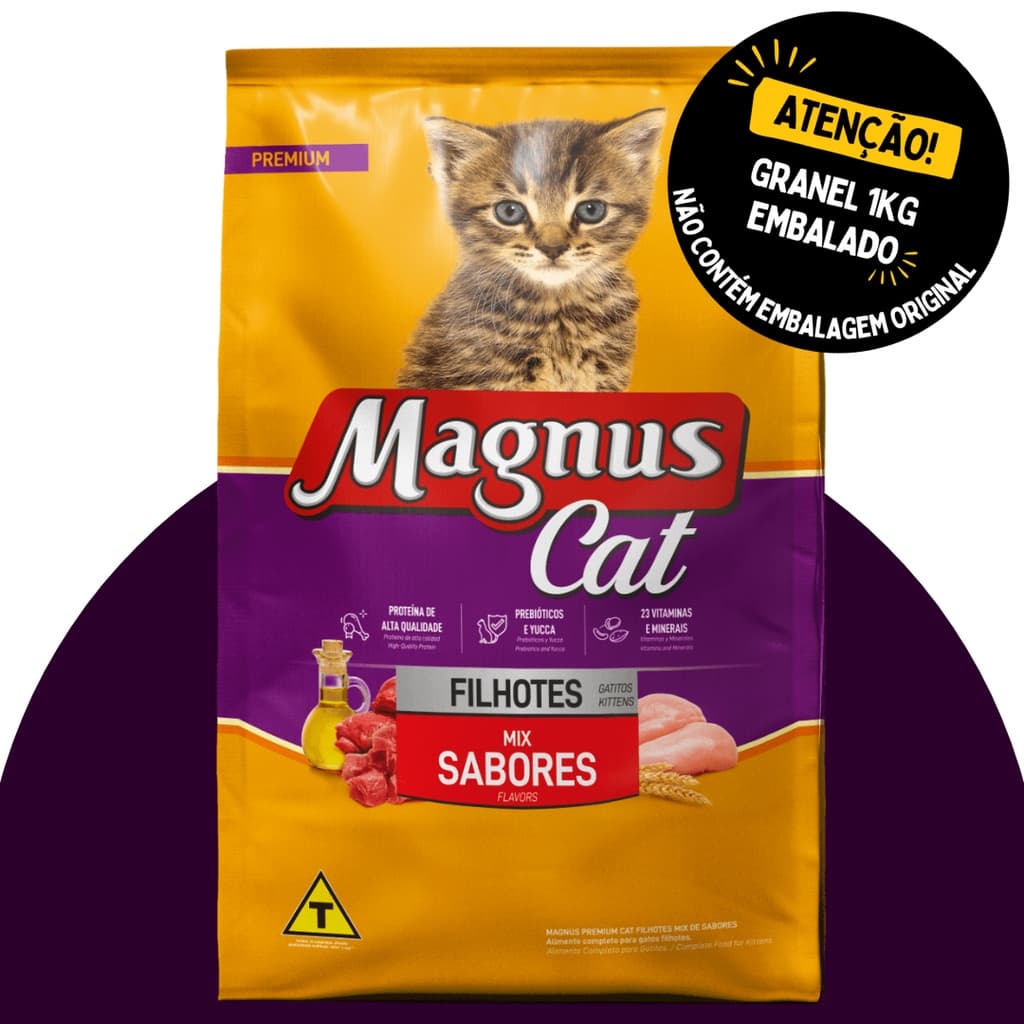 Ração p/ Gatos Filhote Mix de Sabores Magnus- Granel 1kg