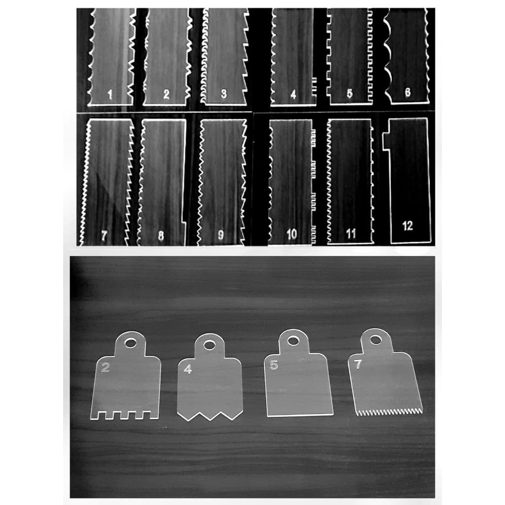 Espátula de Bolo Decorativas Textura Confeiteiro Kit 16 un