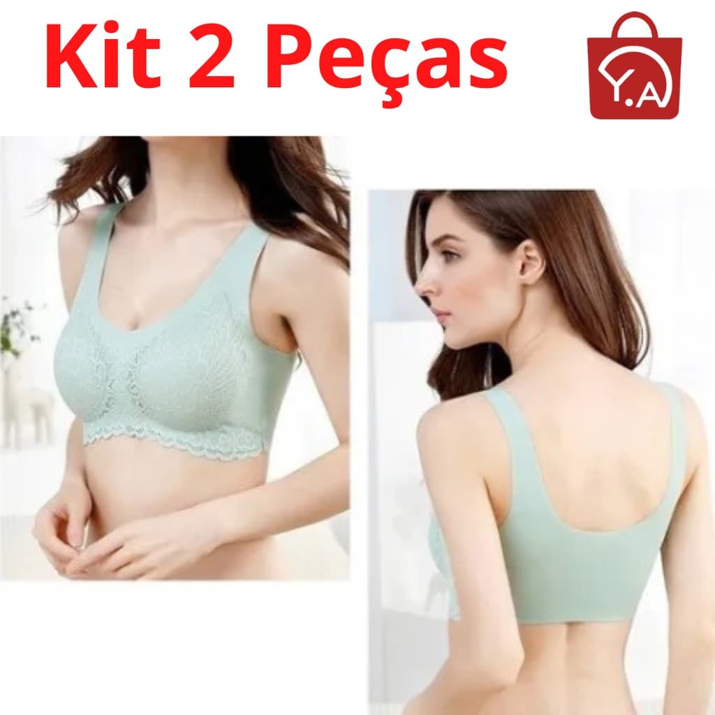 Kit 2 Sutiãs Femininos Top Confort 5D Sem Costura A Laser Alça Grossa ou Alça de Sutiã L XL XXL