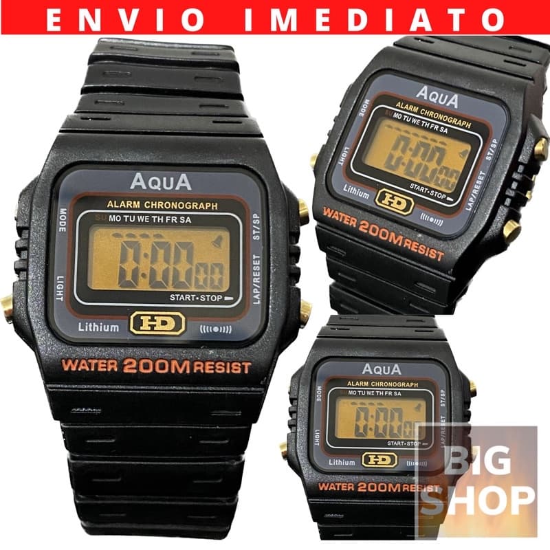 Relógio A prova D'água Natação AQUA-37 Dourado Feminino Masculino