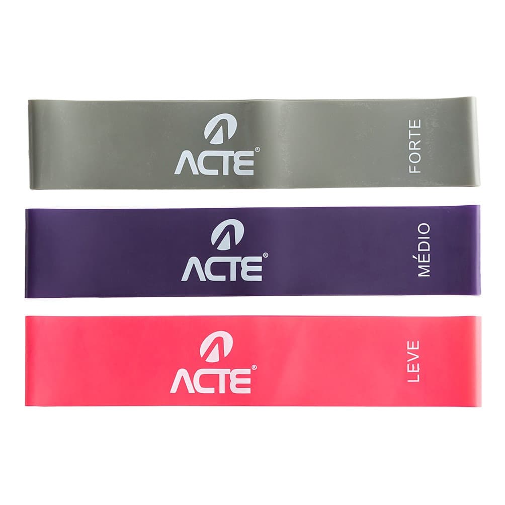 Kit com 3 Faixas Elasticas Mini Band Acte T71-R