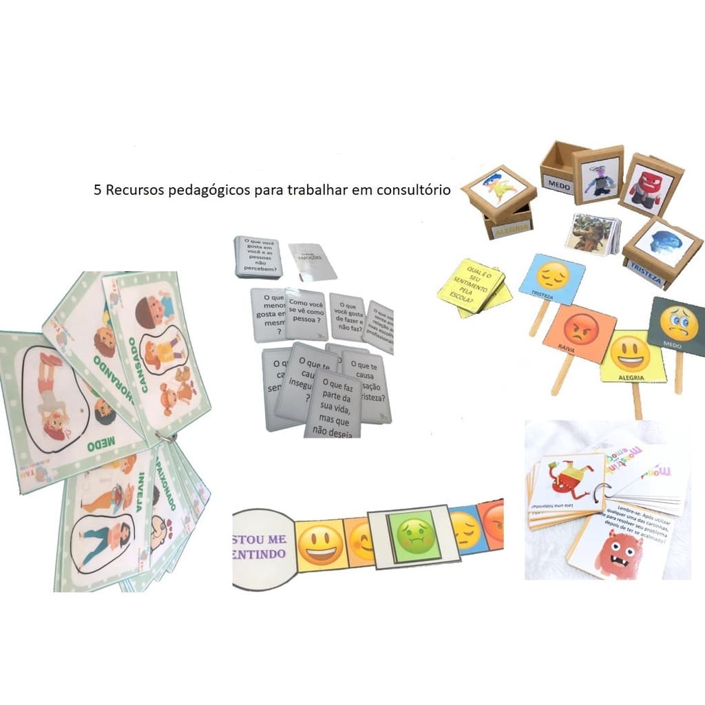 KIT DE JOGOS TERAPEUTICOS PARA PSICÓLOGOS COM 5 ATIVIDADES INFANTO JUVENIL