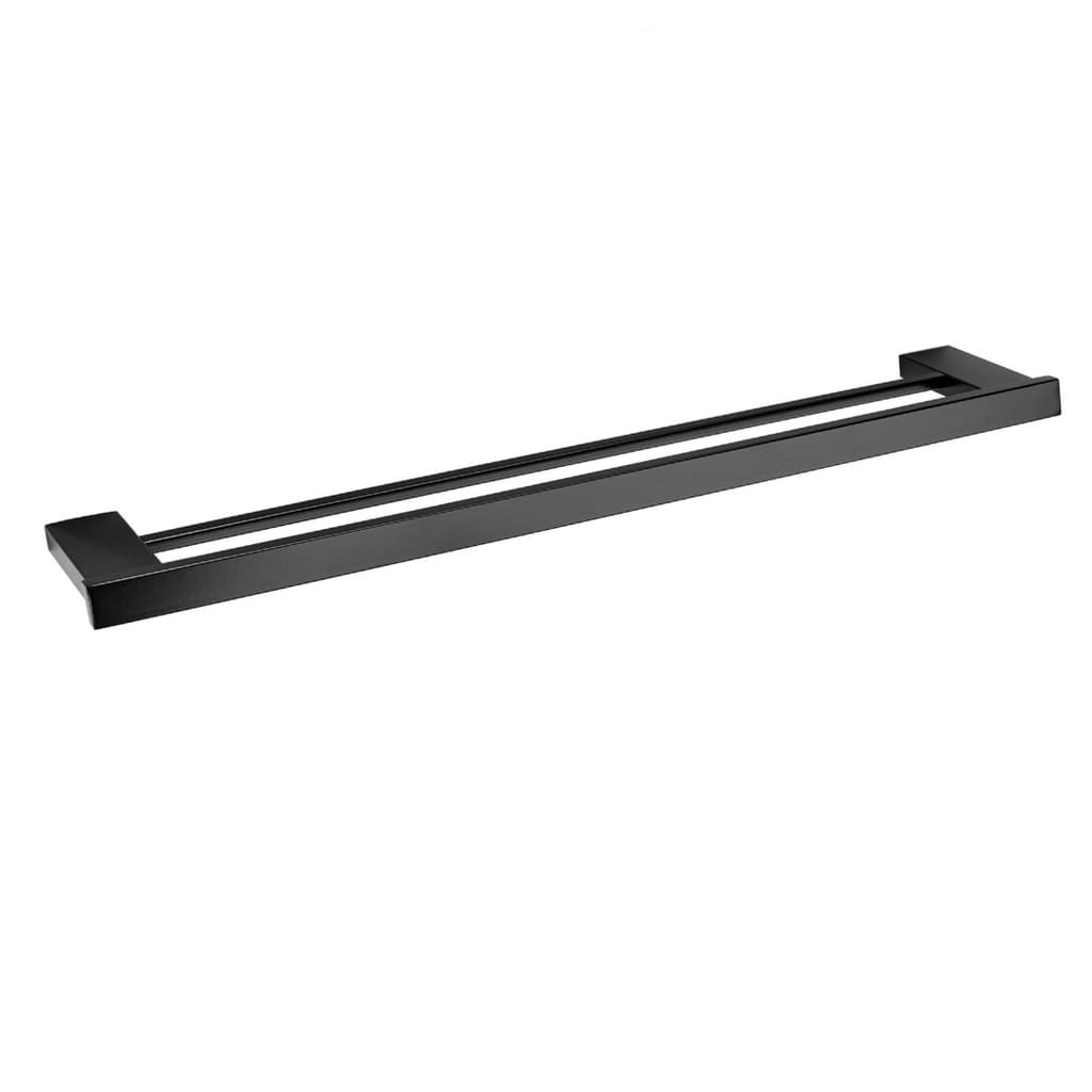 PORTA TOALHA DE BANHO DUPLO INOX PRETO FOSCO DE 60CM
