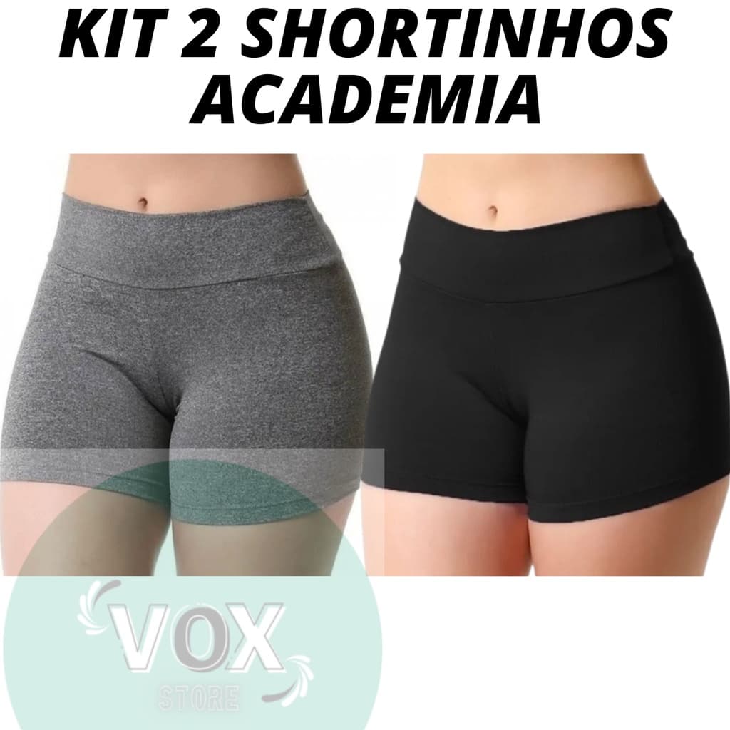 Kit 2 Short Legging Cintura Alta Shortinho Leg Fitness Academia