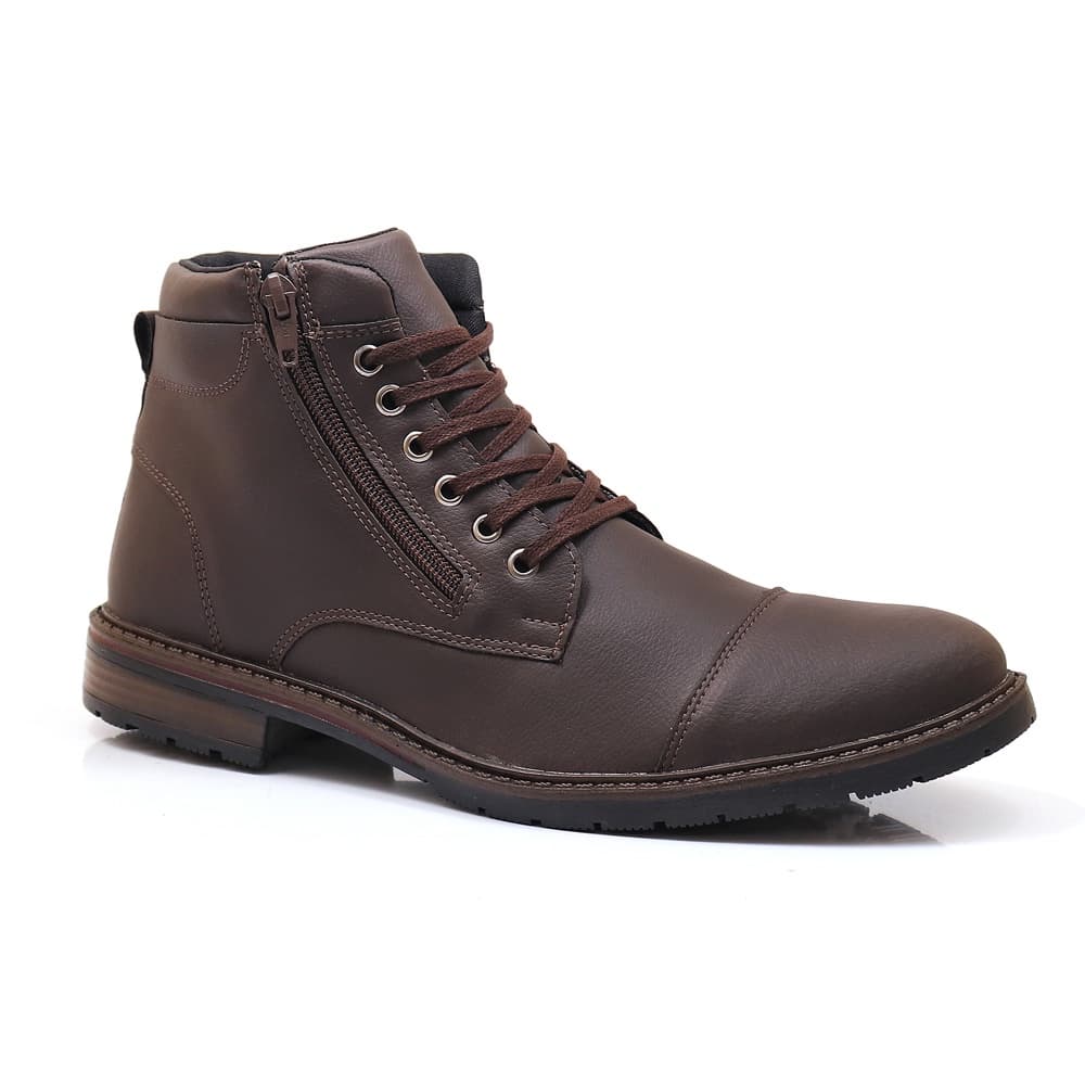 Bota Masculina Sartre Com Ziper Dia a Dia Café