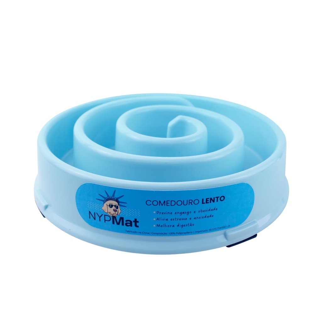 Comedouro Lento Educador Para Cães Modelo espiral Azul