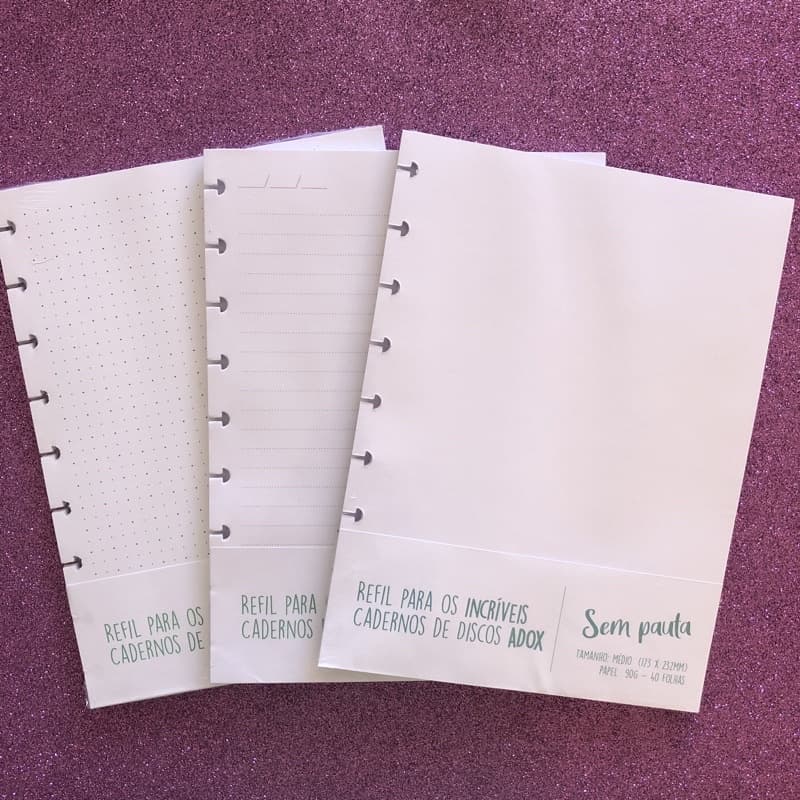 Refil de folhas  para caderno de disco médio
