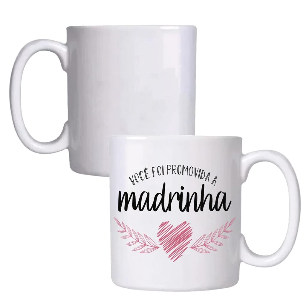 1 Caneca De Porcelana De 310ml Padrinho Ou Madrinha Batizado Casamento