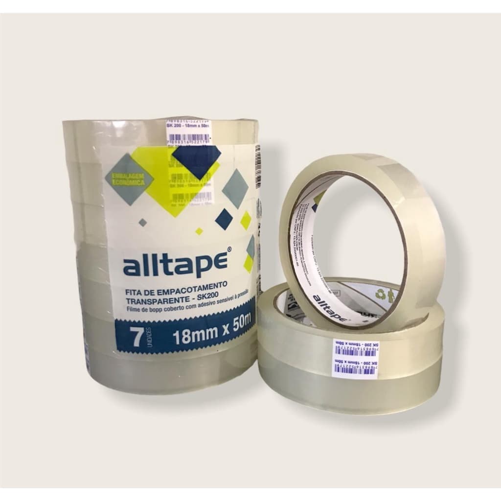 Kit 5 Fitas Adesivas Durex Transparente Empacotamento Alltape 18X50