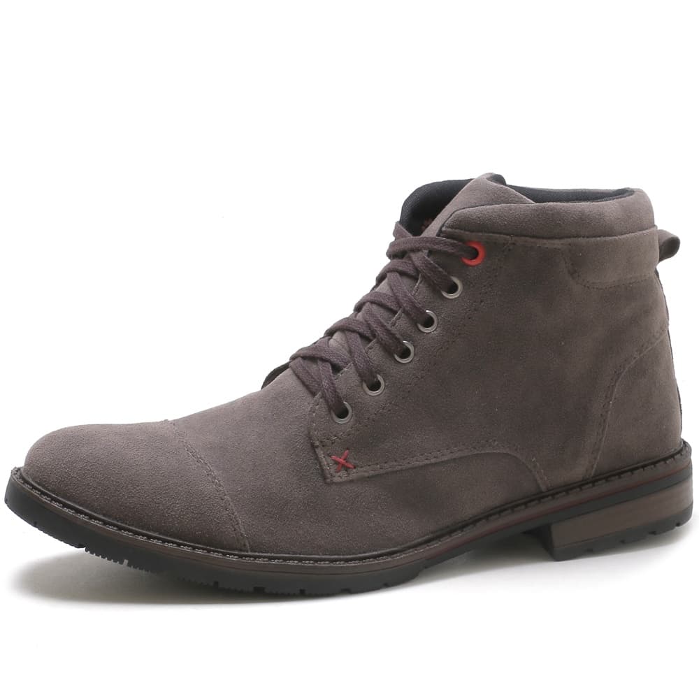 Bota Masculina Sartre Camurça Conforto Dia a Dia Cinza