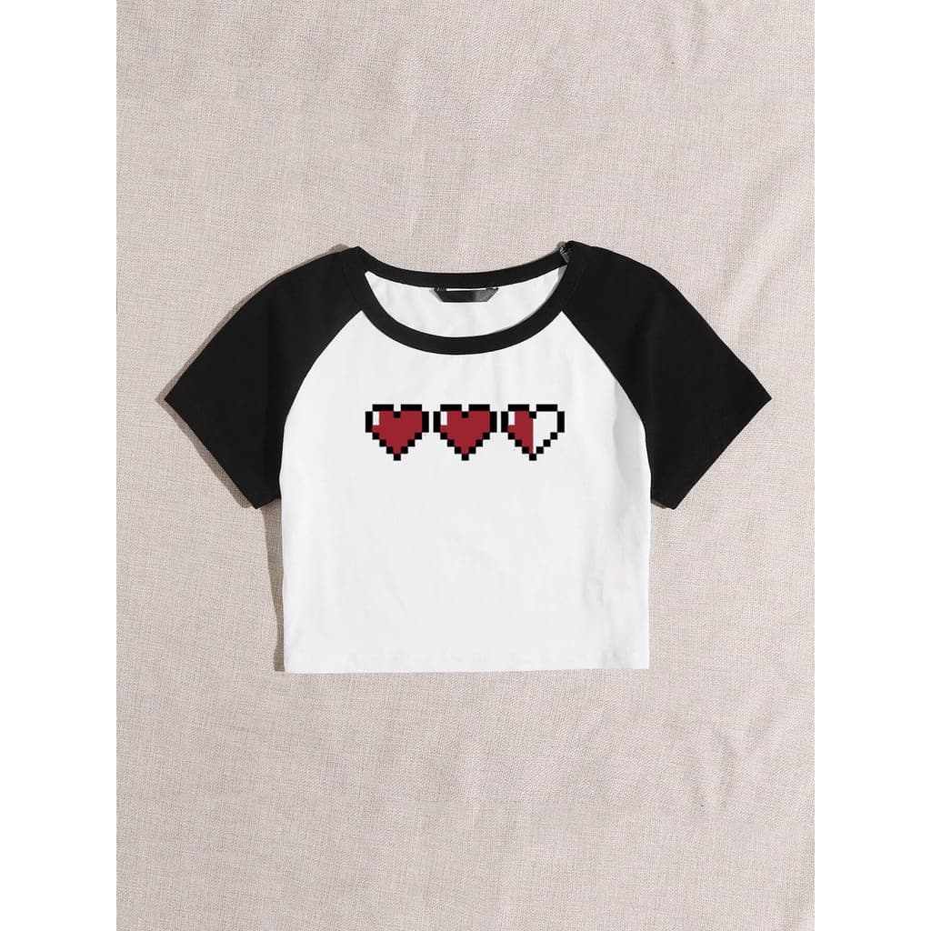 Cropped RAGLAN, Modelo GEEK GAMER NERD PIXEL - Alternativo Y2K Casual Grunge Punk Blogueira