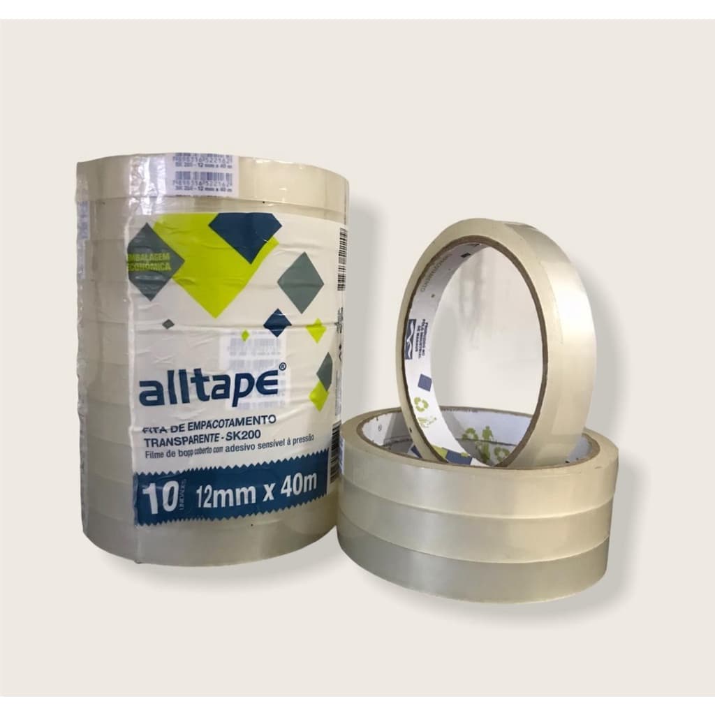 Fita Adesiva Durex Transparente Empacotamento Alltape 12x40 Metros