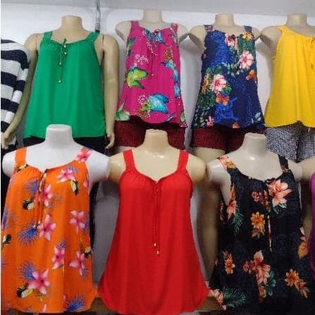 Blusinha Regata Feminina , camiseta feminina regata plus Size Alças Largas estampadas e alças grossas,  tecido Viscose,